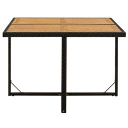 Berkfield Home Garden Table Black 109x107x74 cm Poly Rattan&Solid Wood Acacia - Size: 109 x 107 x 74 cm - thumbnail 3