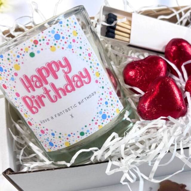 Aye Do Gifts Women's Personalised Happy Birthday Dotty Candle Gift Set in White - Size: 1 Pack - image 1