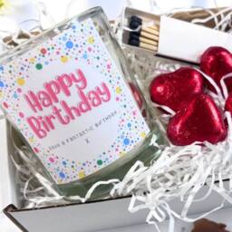 Aye Do Gifts Women's Personalised Happy Birthday Dotty Candle Gift Set in White - Size: 1 Pack