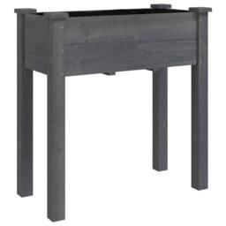 Berkfield Home Beautiful Wheeled Planter with Liner Grey 71x37x80 cm Solid Wood Fir - Size: 71 x 37 x 80 cm - thumbnail 1