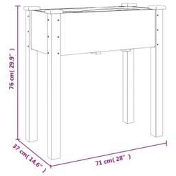 Berkfield Home Beautiful Wheeled Planter with Liner Grey 71x37x80 cm Solid Wood Fir - Size: 71 x 37 x 80 cm - thumbnail 8