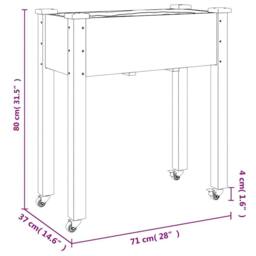 Berkfield Home Beautiful Wheeled Planter with Liner Grey 71x37x80 cm Solid Wood Fir - Size: 71 x 37 x 80 cm - thumbnail 7