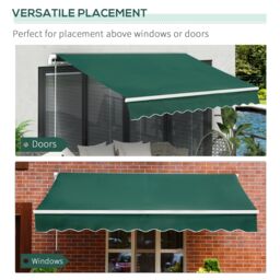 OUTSUNNY Manual Retractable Awning Garden Shelter Canopy in Green - thumbnail 5