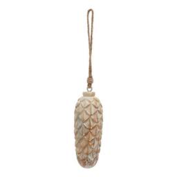 Lemon Pavilion Furniture and Decor Antique White Wash Large Pine Cone Bauble - L7 x W7 x H18 cm - Brown in Light Brown - thumbnail 1