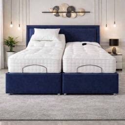 PARADISE BEDS LTD Electric Adjustable Solid Base Bed Set With Massage Function in Silver - Size: Single - thumbnail 2