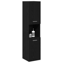 Berkfield Home Black Oak Bathroom Wall Cabinet, 30x30x130 cm, Made from Engineered Wood - Size: 30 x 30 x 130 cm - thumbnail 3