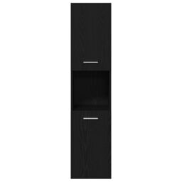 Berkfield Home Black Oak Bathroom Wall Cabinet, 30x30x130 cm, Made from Engineered Wood - Size: 30 x 30 x 130 cm - thumbnail 7
