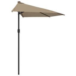 Berkfield Home Balcony Parasol with Aluminium Pole Taupe 300x155 cm Half in Beige - thumbnail 4