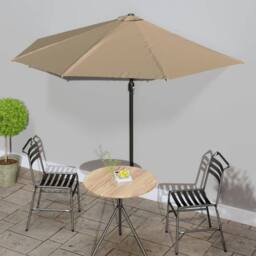 Berkfield Home Balcony Parasol with Aluminium Pole Taupe 300x155 cm Half in Beige - thumbnail 1