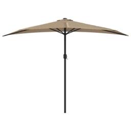 Berkfield Home Balcony Parasol with Aluminium Pole Taupe 300x155 cm Half in Beige - thumbnail 3