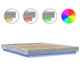 Berkfield Home Bed Frame with LED Lights without Mattress Grey Sonoma 150x200cm - Size: 150x200 cm - thumbnail 8