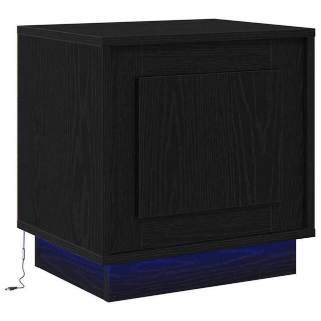 Berkfield Home Bedside Cabinet with LED Lights Black Oak 44x34, 5x45 cm - image 1