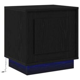 Berkfield Home Bedside Cabinet with LED Lights Black Oak 44x34, 5x45 cm