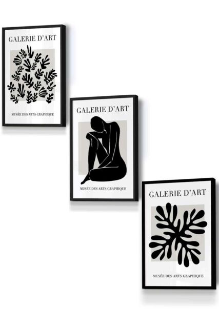 ARTZE Matisse Floral & Nude in Black & Beige Framed Wall Art - Small - Size: W33 cm x H45 cm x D20mm - image 1
