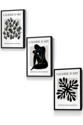 ARTZE Matisse Floral & Nude in Black & Beige Framed Wall Art - Small - Size: W33 cm x H45 cm x D20mm - thumbnail 1