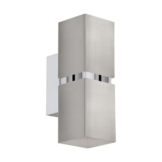 Loops Wall Light Colour Satin Nickel Chrome Square Shades Bulb GU10 2x3.3W Included in Metallics - image 1