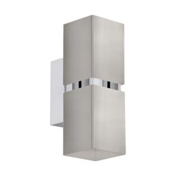 Loops Wall Light Colour Satin Nickel Chrome Square Shades Bulb GU10 2x3.3W Included in Metallics - thumbnail 1