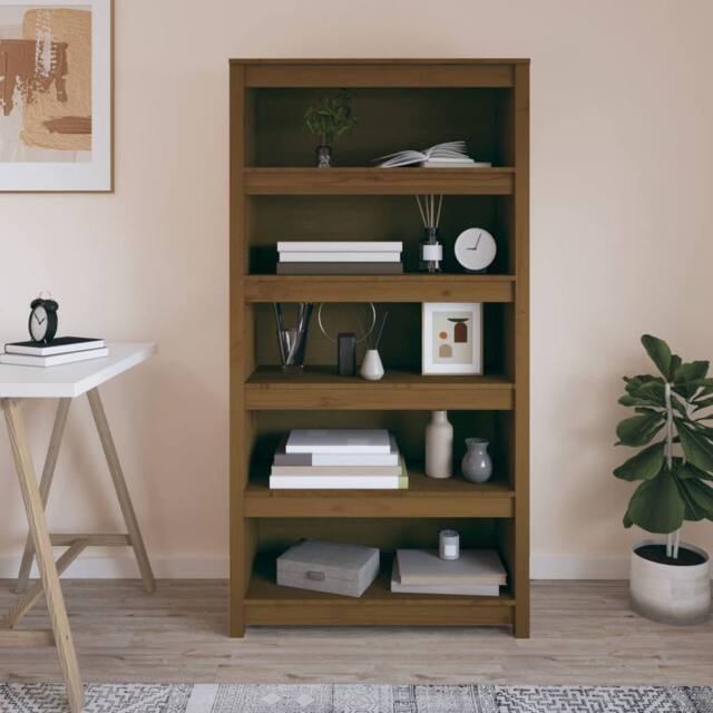 Berkfield Home Beautiful Book Cabinet Honey Brown 80x35x154 cm Solid Wood Pine - Size: 80 x 35 x 154 cm - image 1