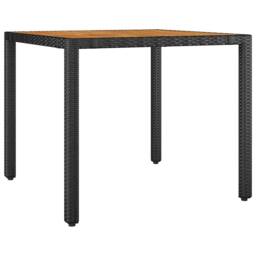 Berkfield Home 3 Piece Garden Dining Set Black Poly Rattan Acacia - thumbnail 5