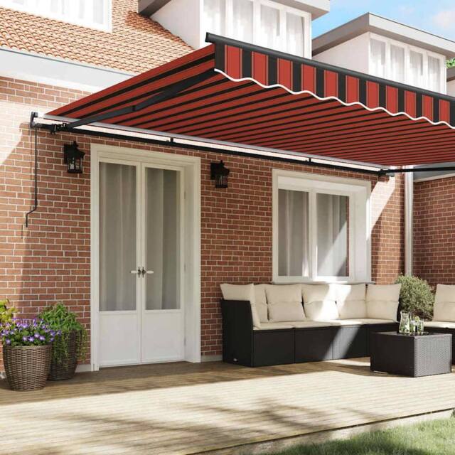 Berkfield Home Manual Retractable Awning Orange & Brown 500x350 cm - image 1