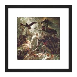 Artery8 Girodet-Trioson Ossian Ghosts French Heroes Painting 8X8 Inch Square Wooden Framed Wall Art Print Picture with Mount in Black - thumbnail 1