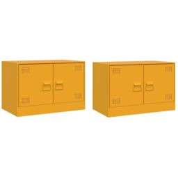 Berkfield Home TV Cabinets 2 pcs Mustard Yellow 67x39x44 cm Steel - Size: 67 x 39 x 44 cm - thumbnail 2
