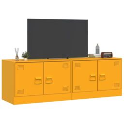 Berkfield Home TV Cabinets 2 pcs Mustard Yellow 67x39x44 cm Steel - Size: 67 x 39 x 44 cm - thumbnail 4
