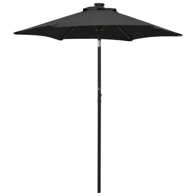 Berkfield Home Parasol with LED Lights Black 200x211 cm Aluminium - image 1