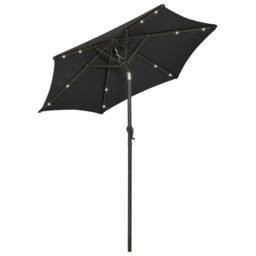 Berkfield Home Parasol with LED Lights Black 200x211 cm Aluminium - thumbnail 2