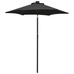 Berkfield Home Parasol with LED Lights Black 200x211 cm Aluminium - thumbnail 1