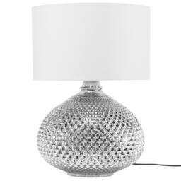 Wyld and Coco Glam Oval Glass Table Lamp 55 cm - Silver Studded Base Creme Shade - thumbnail 4