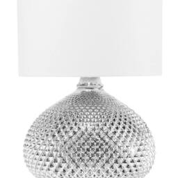 Wyld and Coco Glam Oval Glass Table Lamp 55 cm - Silver Studded Base Creme Shade - thumbnail 2