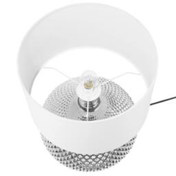 Wyld and Coco Glam Oval Glass Table Lamp 55 cm - Silver Studded Base Creme Shade - thumbnail 6