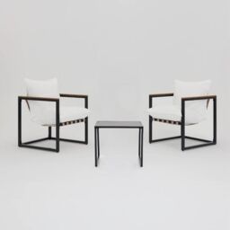 Home Detail Marbella Black Garden Balcony Set with Grey Cushions in Ivory - thumbnail 5
