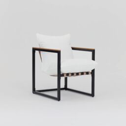 Home Detail Marbella Black Garden Balcony Set with Grey Cushions in Ivory - thumbnail 3
