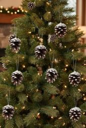 Living and Home 30Pcs Real Pine Cone Christmas Tree Hanging Ornament in Brown - thumbnail 4