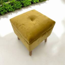 Minster Trunk - Wood/Velvet - L33 x W33 x H42 cm - Yellow - thumbnail 3