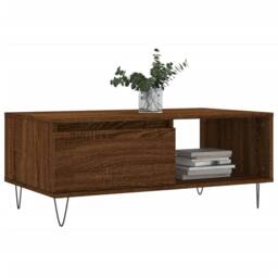 Berkfield Home Modern Coffee Table Brown Oak 90x50x36.5 cm Engineered Wood - thumbnail 1