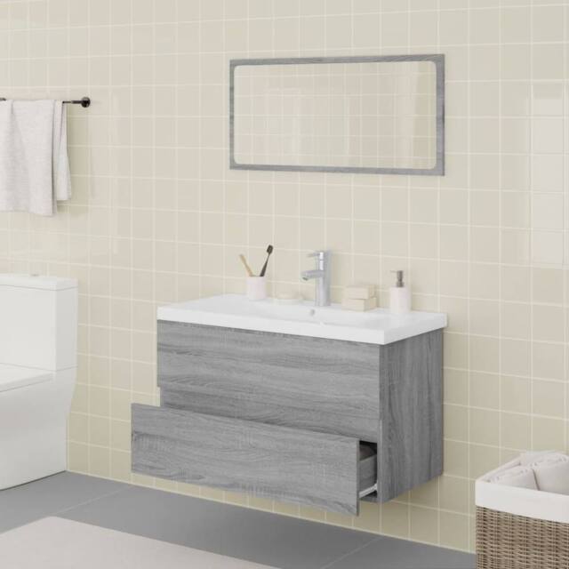 Berkfield Home Full Bathroom Furniture Set Grey Sonoma Engineered Wood - image 1