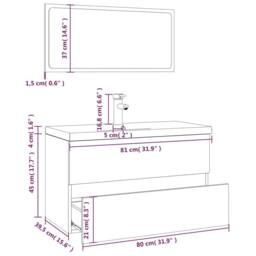 Berkfield Home Full Bathroom Furniture Set Grey Sonoma Engineered Wood - thumbnail 7