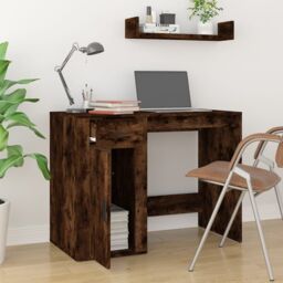 Berkfield Home Desk Smoked Oak 100x49x75 cm Engineered Wood in Brown - Size: 100 x 49 x 75 cm - thumbnail 3