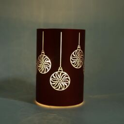 Shatchi 17cm Christmas Decorated Vase Led Red Glass Vase / Baubles - thumbnail 4