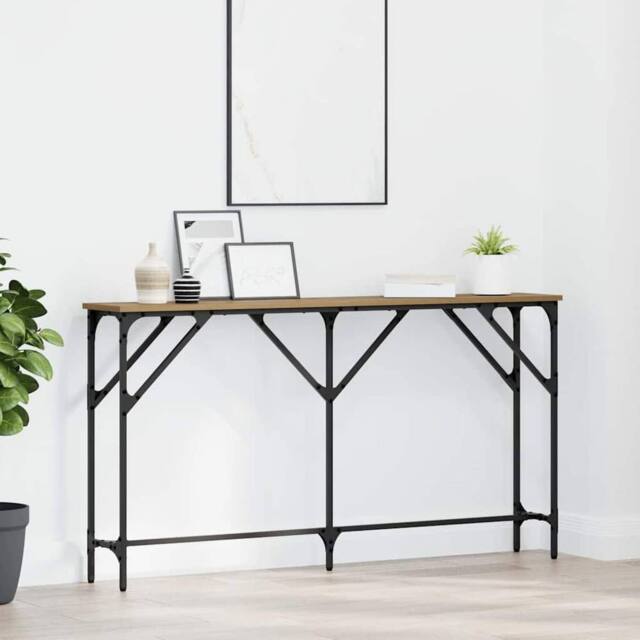 Berkfield Home Console Table Artisan Oak 140x23x75 cm Engineered Wood in Brown - Size: 140 x 23 x 75 cm - image 1