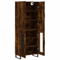 Berkfield Home Highboard Smoked Oak 69.5x34x180 cm Engineered Wood in Brown - thumbnail 4