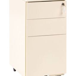 Wyld and Coco Light Beige Metal Storage Cabinet 3-Drawer Key Lock - thumbnail 2