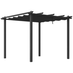 OUTSUNNY 3 x 3(m) Aluminium Pergola with Retractable Roof, Garden Gazebo in Dark Grey - thumbnail 2
