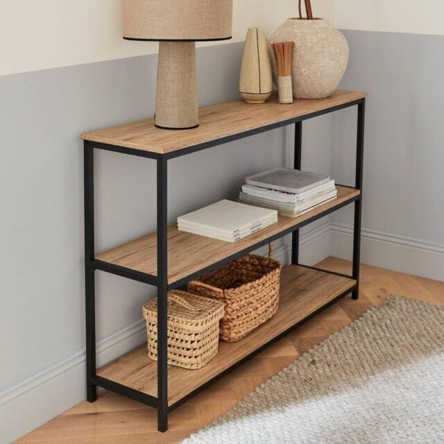 sweeek 3-level Industrial Bookcase With Wood & Metal Effect in Black - image 1