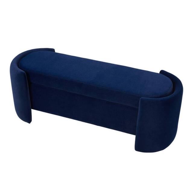 Kelvenix Velvet Ottoman Storage Box in Blue - Size: 0.6m2 - image 1