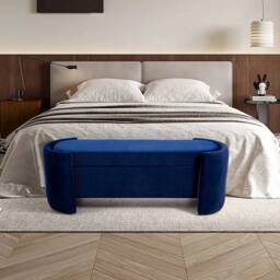 Kelvenix Velvet Ottoman Storage Box in Blue - Size: 0.6m2 - thumbnail 4