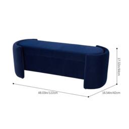 Kelvenix Velvet Ottoman Storage Box in Blue - Size: 0.6m2 - thumbnail 2